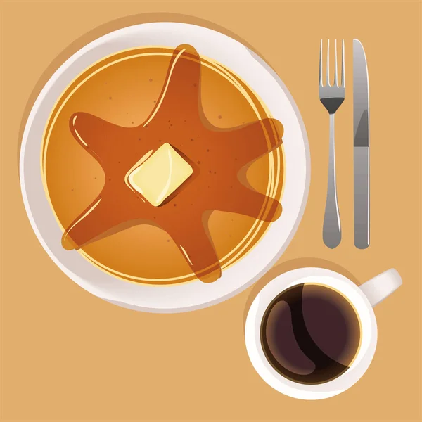 Pancakes Coffee Breakfast Vector Design — Stockvektor