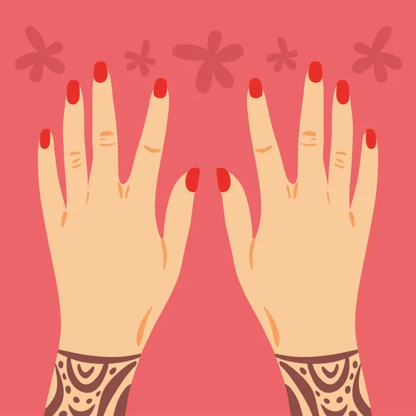 Жіночі Руки Татуюванням Дизайн — стоковий вектор