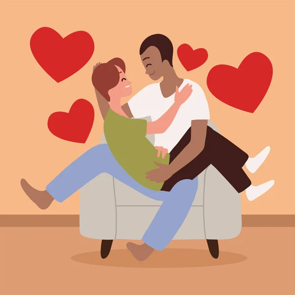 Gay Couple Sofa Design — Stockový vektor