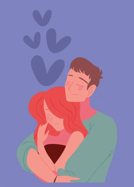 Couple Man Hugging Woman Design — Stockvektor