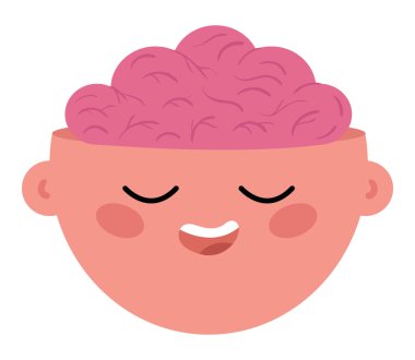 face boy and brain icon isolated