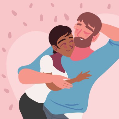 çift sarılma portresi, vektör resmi