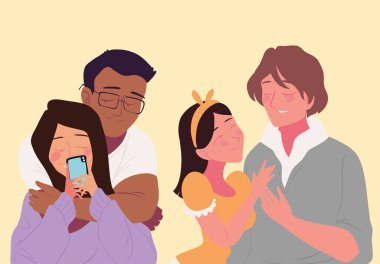 characters couples portrait, vector style