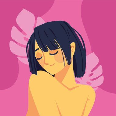 young woman character, vector style