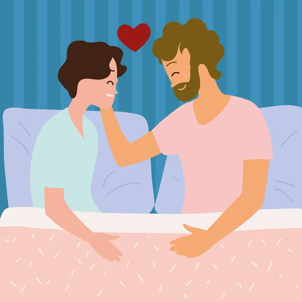 Couple Gay Avatar Bed — Stock Vector