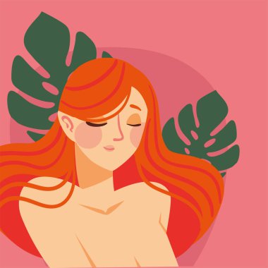 woman with hairred, vector design