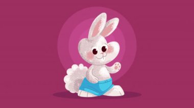cute rabbit comic character animation ,4k video animated
