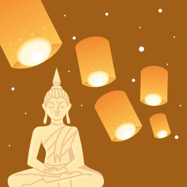 Loy krathong festivali Tayland bayrak tasarımı