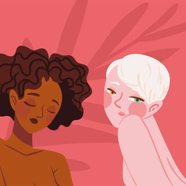 Diversity Inclusion Different Color Skin Women — ストックベクタ