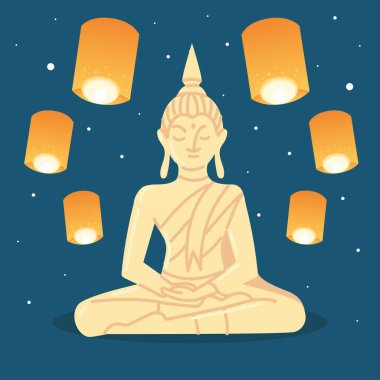 Vektör biçimi, görüntü olarak loy krathong festivali