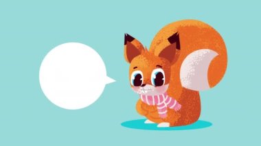 cute squirrel comic character animation ,4k video animated