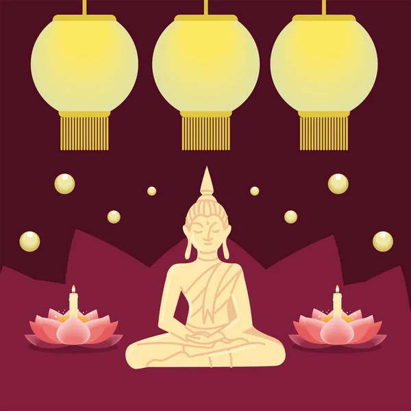 Buddha Statue Loy Krathong Design — Image vectorielle