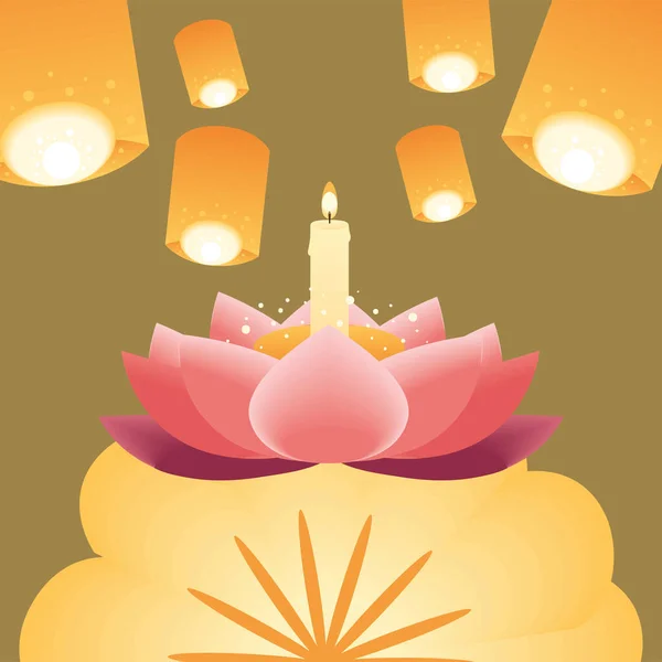 Loy Krathong Thai Celebration Concept — Stock Vector