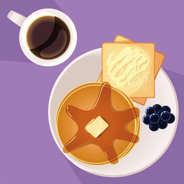 Pancakes Bread Fruits Breakfast — Stockvector
