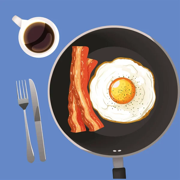 Breakfast Delicious Menu Bacon Egg — Stock Vector