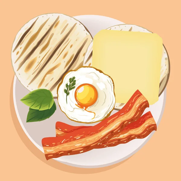 Сніданок Харчування Їжі Векторний Дизайн — стоковий вектор