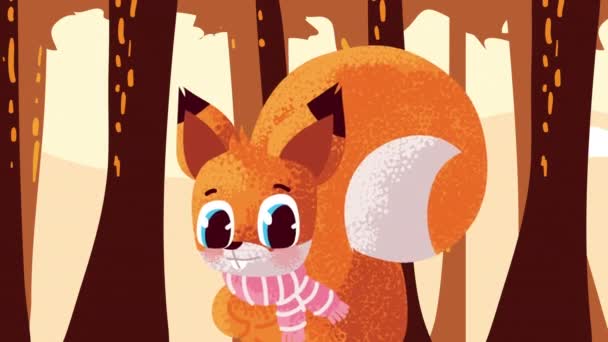 Cute Squirrel Comic Character Animation Video Animated — 图库视频影像