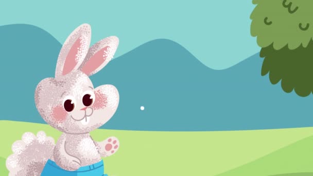 Cute Rabbit Comic Character Animation Video Animated — Stockvideo