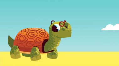 cute turtle comic character animation ,4k video animated