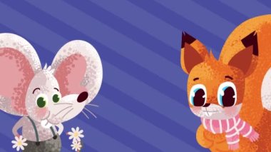 cute squirrel and mouse characters animation ,4k video animated