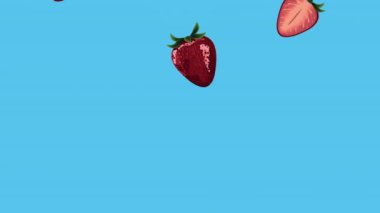 fresh strawberries fruits pattern animation ,4k video animated