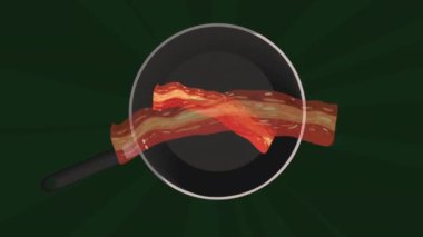 delicious breakfast with bacon animation ,4k video animated
