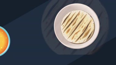 delicious breakfast with arepa animation ,4k video animated