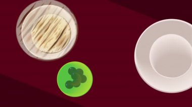 delicious breakfast with arepa animation ,4k video animated