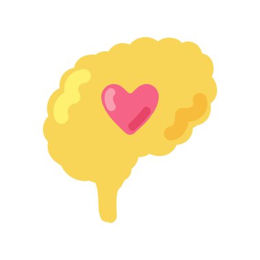 brain with heart cartoon icon isolated