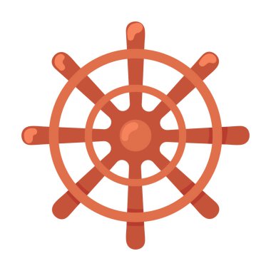 steering boat cartoon icon isolated