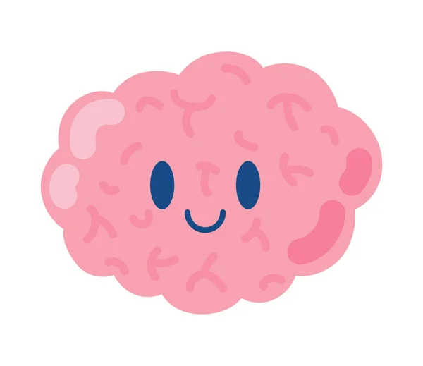 Cute Brain Cartoon Cartoon Icon Isolated — Image vectorielle