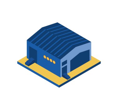isometric warehouse icon isolated flat