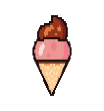 ice cream pixel art icon isolated