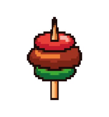 kebab pixel art icon isolated