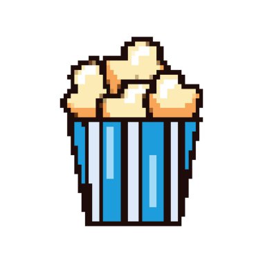 pop corn pixel art icon isolated