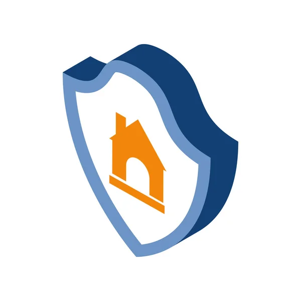Real Estate Shield Icon Isometric — 图库矢量图片