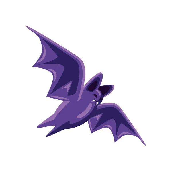 Flying Bat Cartoon Icon Isolated — Vector de stock