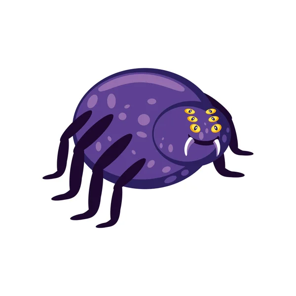 Creepy Spider Icon Isolated Flat — 스톡 벡터