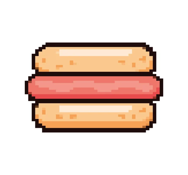 Hot Dog Pixel Art Icon Isolated - Stok Vektor