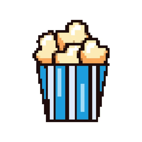 Pop Corn Pixel Art Icon Isolated — Image vectorielle