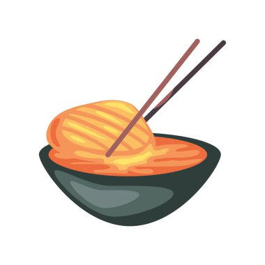 oriental food in bowl isolated icon