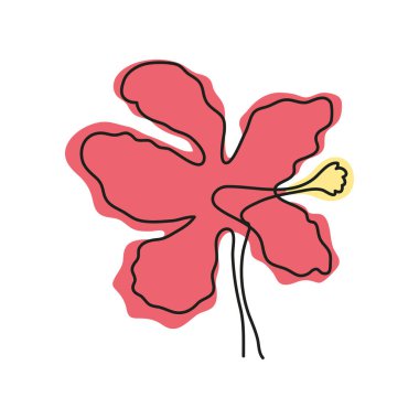 flower hibiscus one line icon isolated