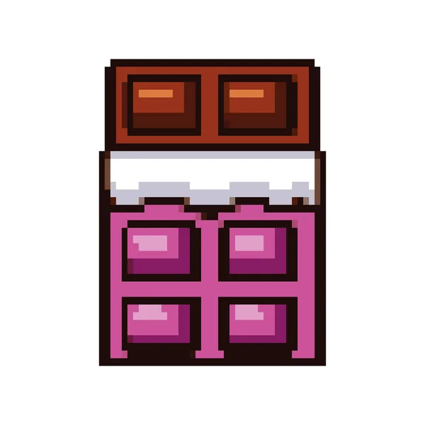 Chocolate Bar Pixel Art Icon Isolated — Image vectorielle