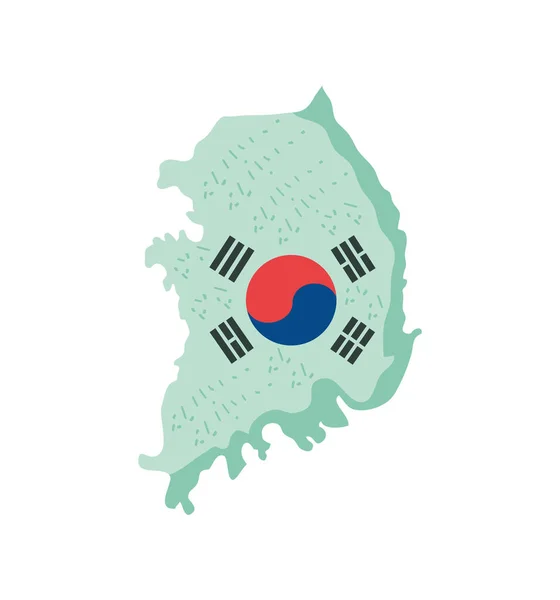 Replubic Korea Flag Map Icon — Stock Vector