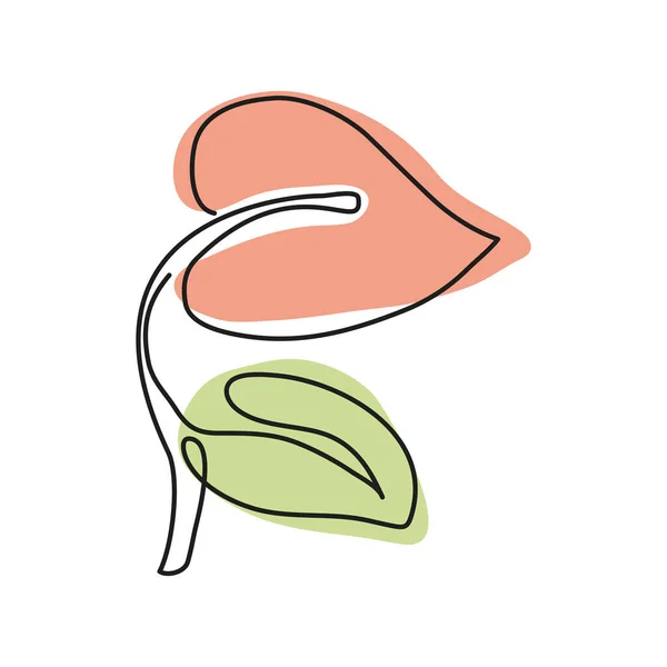 Continuous Line Flower Leaf Icon Isolated — Stockový vektor