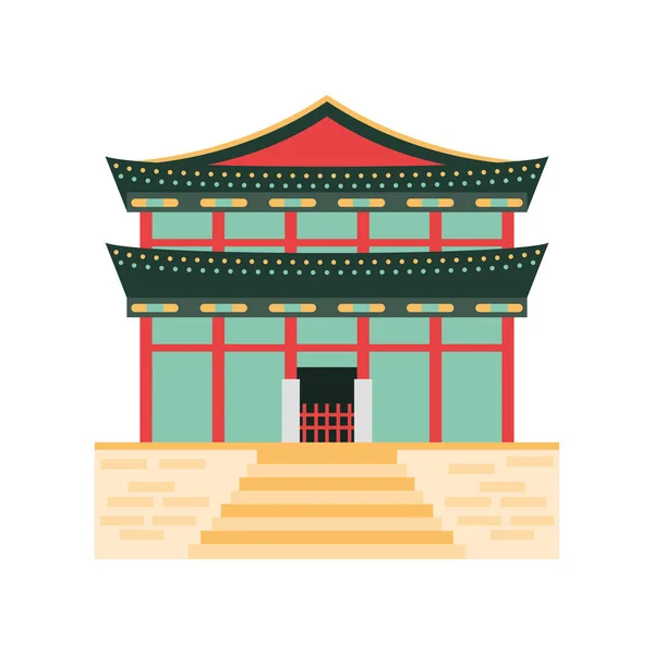 Asian Pagoda Temple Isolated Icon — Vetor de Stock