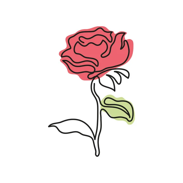 Red Flower One Line Icon Isolated — Stockvektor
