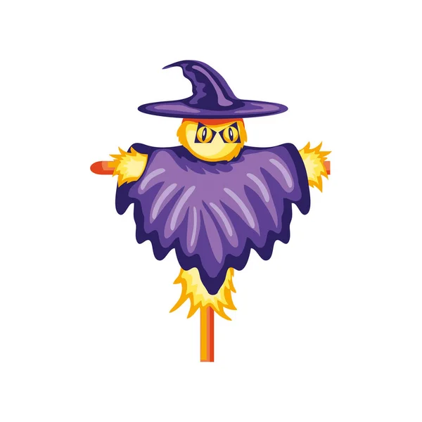 Halloween Pumpkin Scarecrow Icon Isolated — Vettoriale Stock