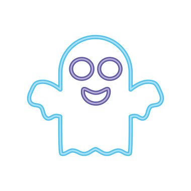 halloween ghost neon icon isolated