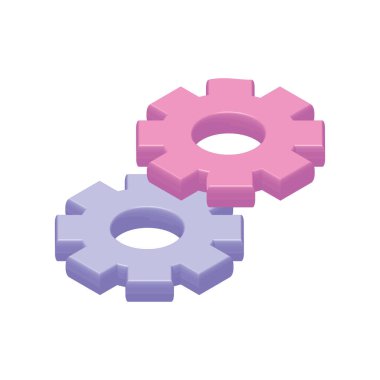 isometric gears icon isolated flat